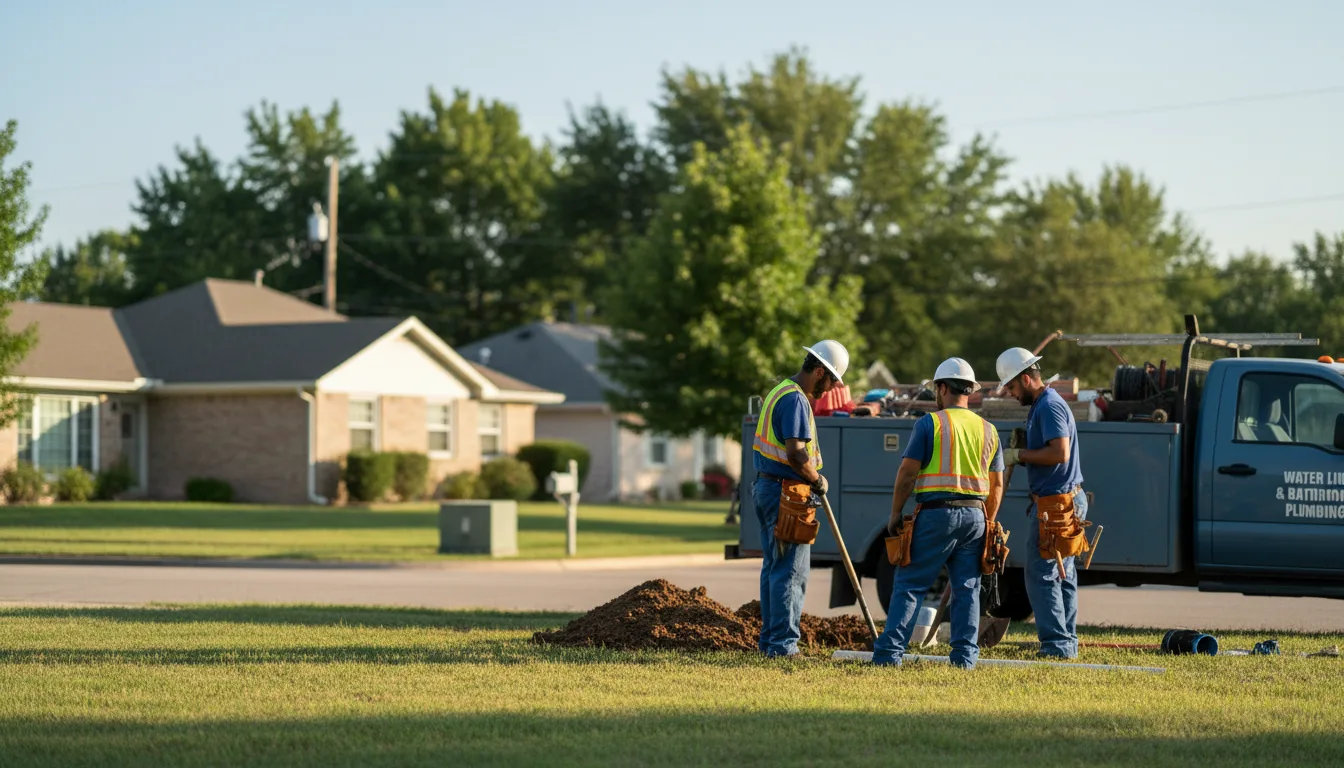 Residential water line and bathroom plumbing service in Roff, OK